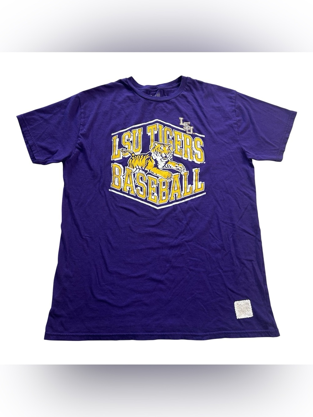 LSU Tigers Baseball Men’s Graphic Logo T-shirt Purple Original Retro Brand sz L